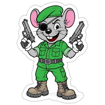 Armed Mouse Ranger - Sticker size S (10 x 10 cm) - white matte - Front