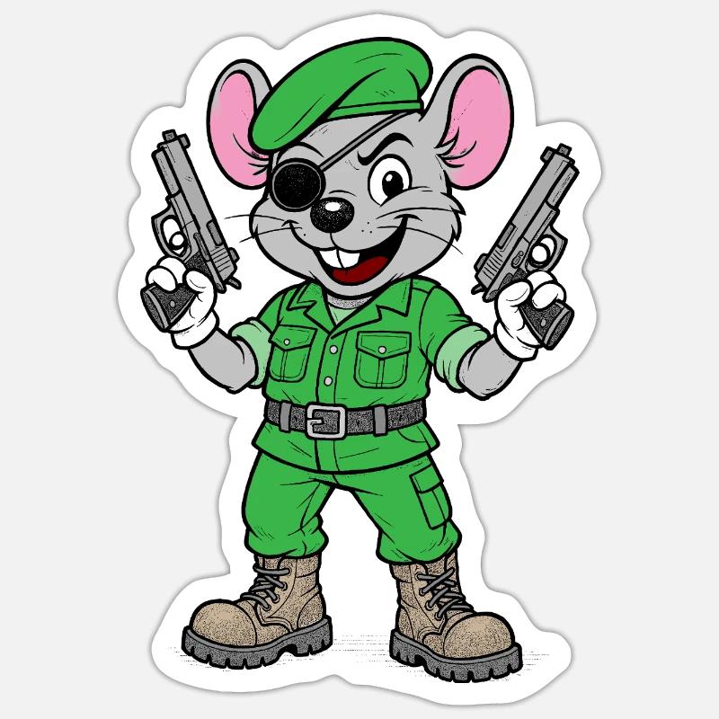 Armed Mouse Ranger - Sticker size S (10 x 10 cm) - white matte