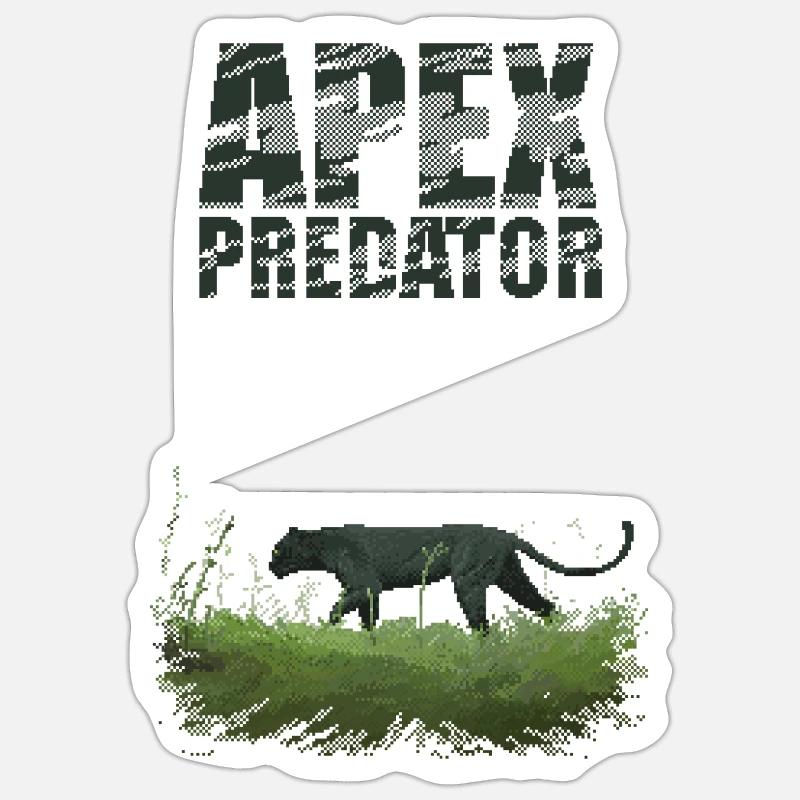 Pixel Art rétro Apex Predator - Sticker taille S (10 x 10 cm) - blanc mat
