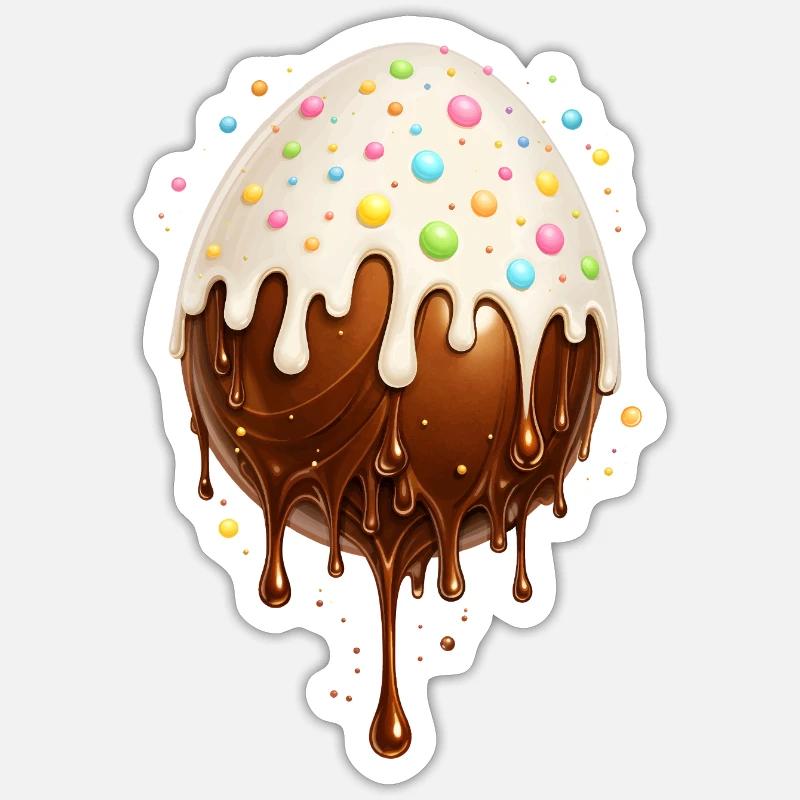 Œuf au chocolat avec glaçage - Sticker taille S (10 x 10 cm) - blanc mat