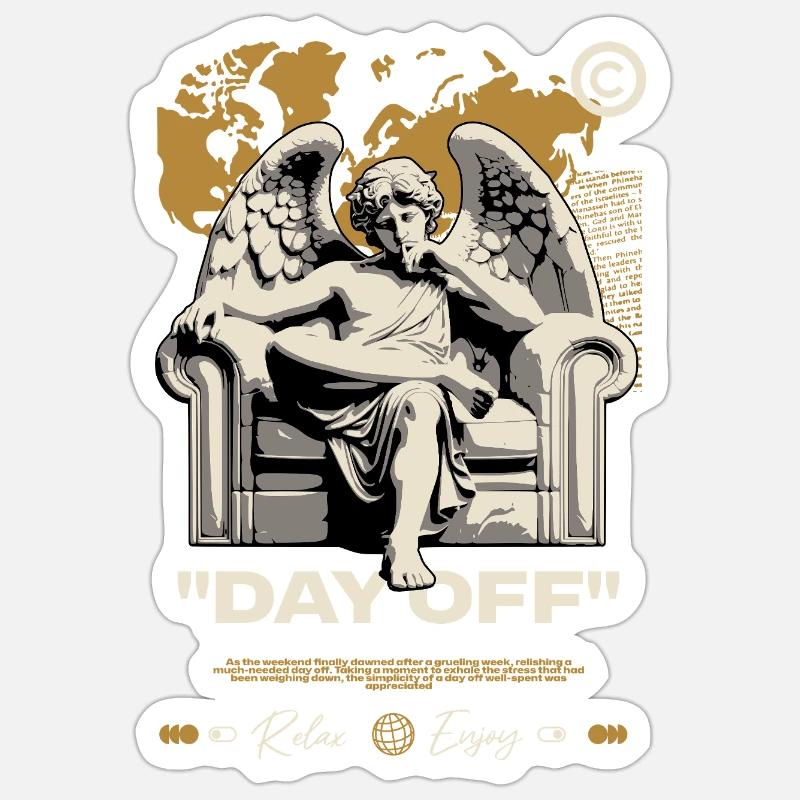 Day Off Angel on Throne Sticker size S (10 x 10 cm)