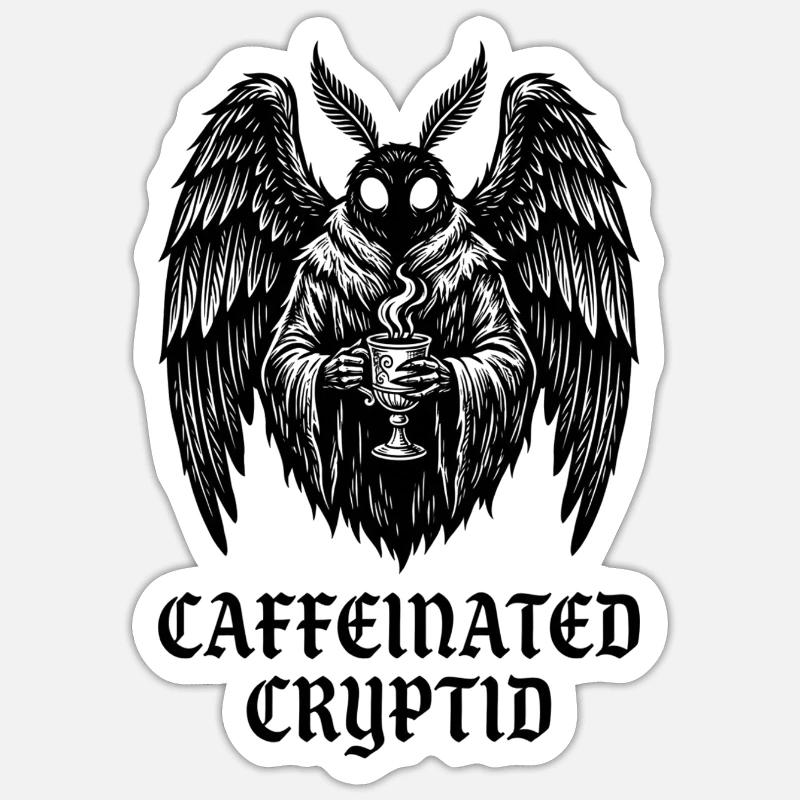 Caffeinated Cryptid Mothman Coffee - Sticker size S (10 x 10 cm) - white matte