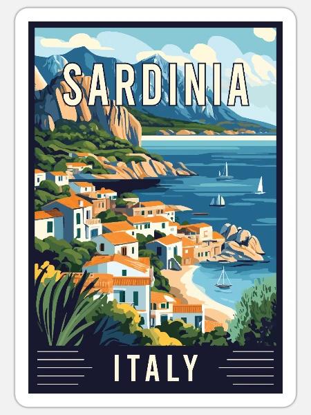 Entdecken Sie das Küstenparadies Sardinien in Italien - Sticker Größe S (10 x 10 cm) - Mattweiß