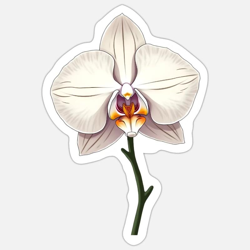 Weisse Orchidee - Sticker Größe S (10 x 10 cm) - Mattweiß