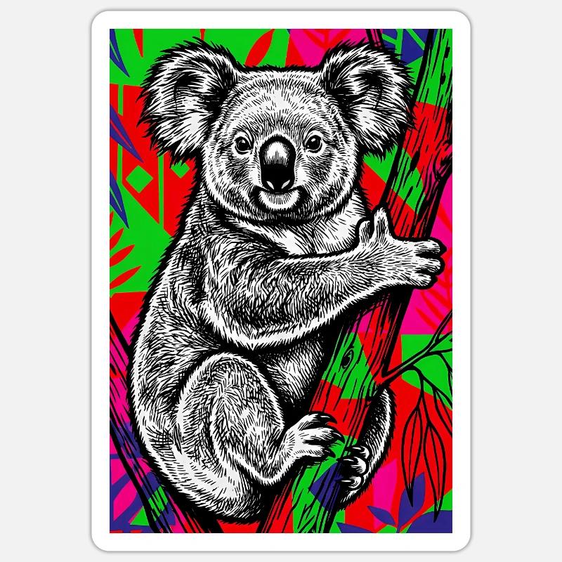 Koala - Sticker Größe S (10 x 10 cm) - Mattweiß