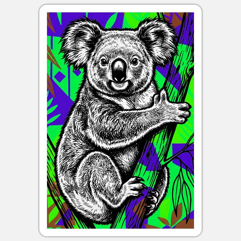 Koala - Sticker Größe S (10 x 10 cm) - Mattweiß
