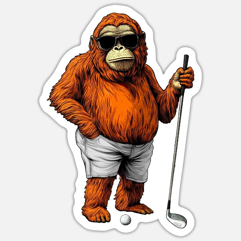 Golf Orangutan Sticker size S (10 x 10 cm)