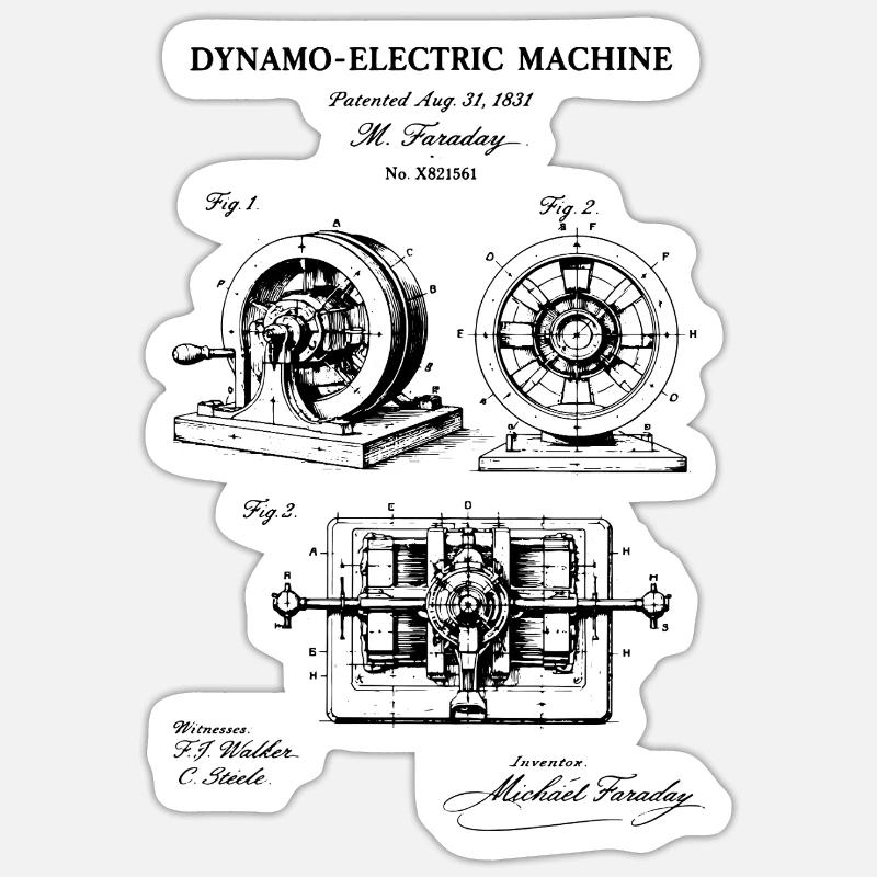 Plan de brevet pour machine électrique Sticker taille S (10 x 10 cm)