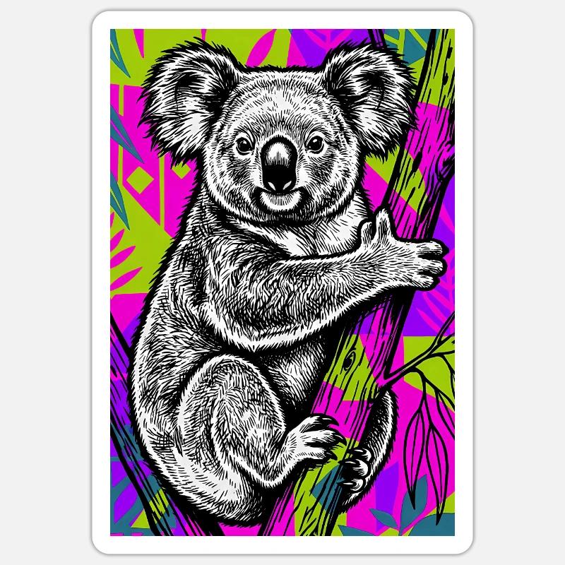 Koala - Sticker Größe S (10 x 10 cm) - Mattweiß