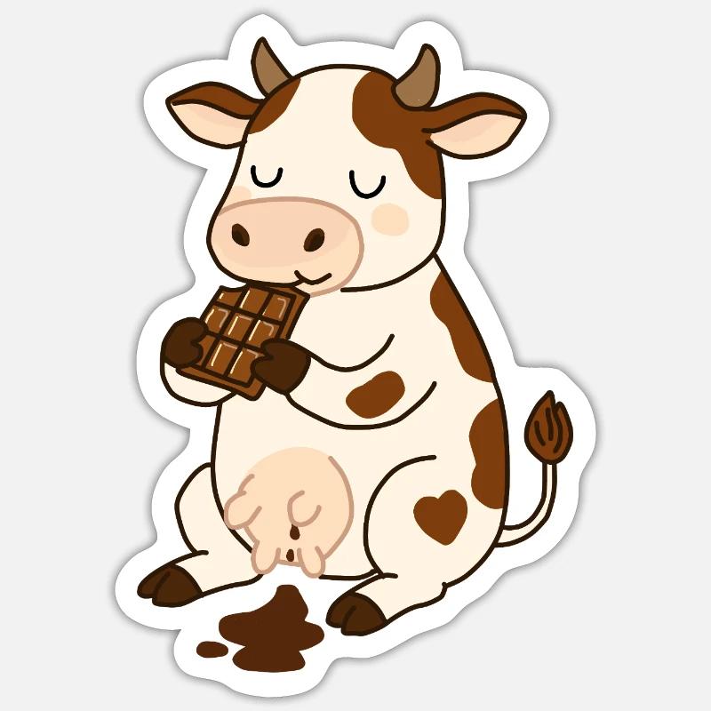 Schokokuh - Sticker Größe S (10 x 10 cm) - Mattweiß