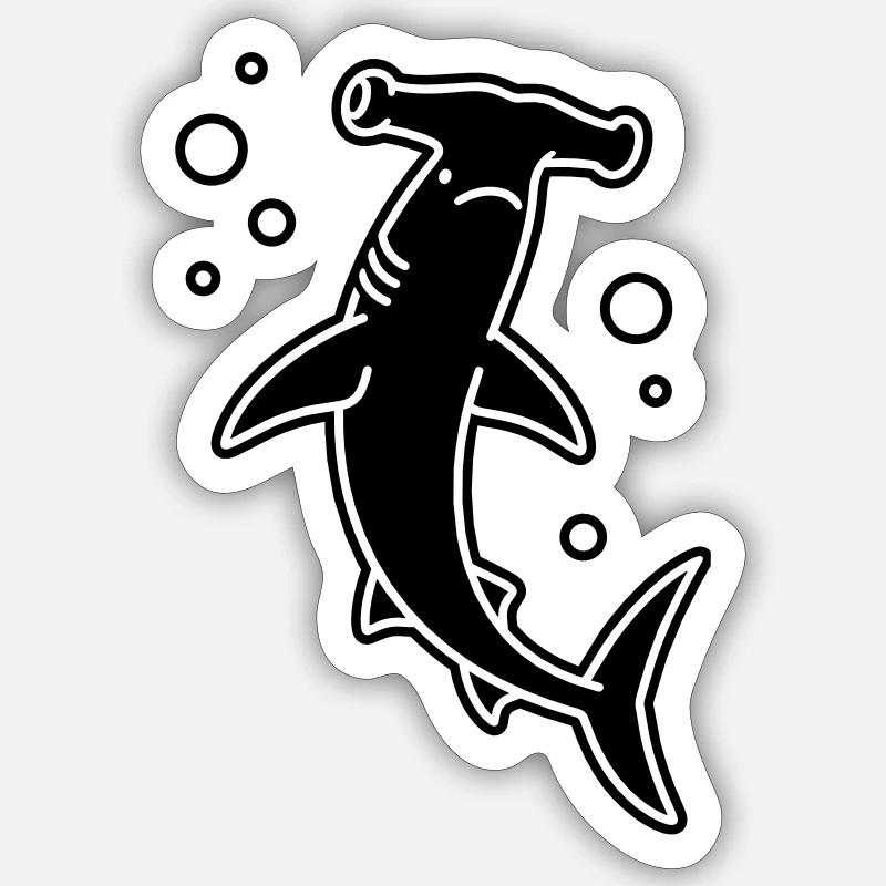 Requin-marteau - Sticker taille S (10 x 10 cm) - blanc mat