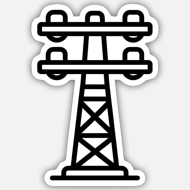 Strommast - Sticker Größe S (10 x 10 cm) - Mattweiß
