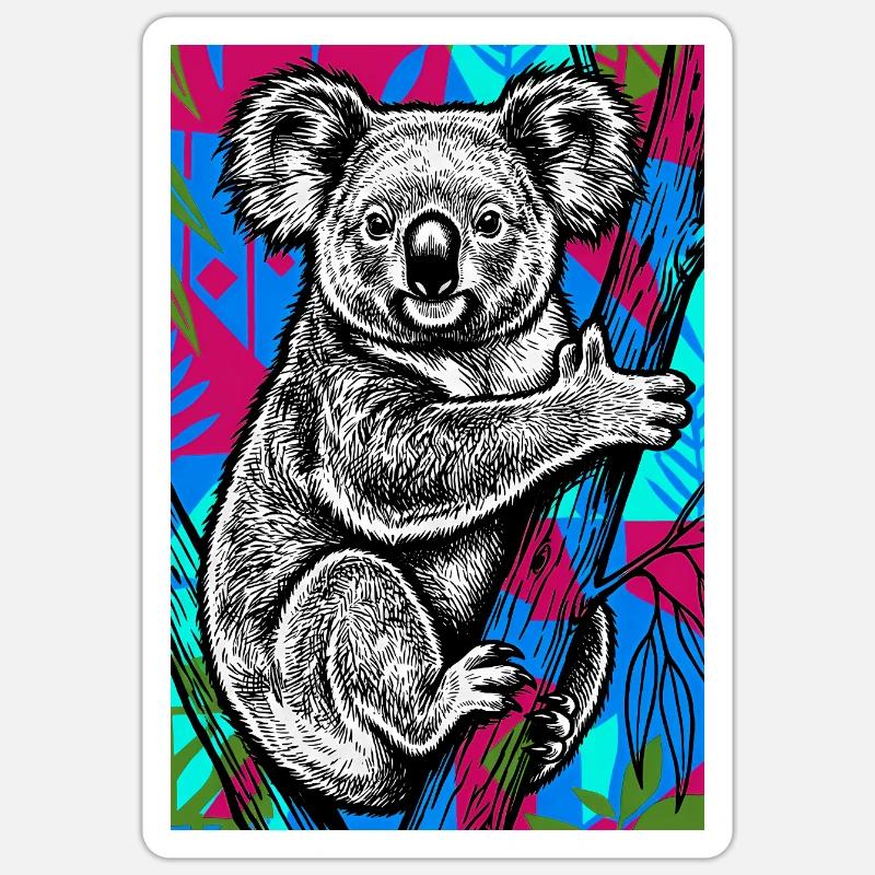 Koala - Sticker taille S (10 x 10 cm) - blanc mat