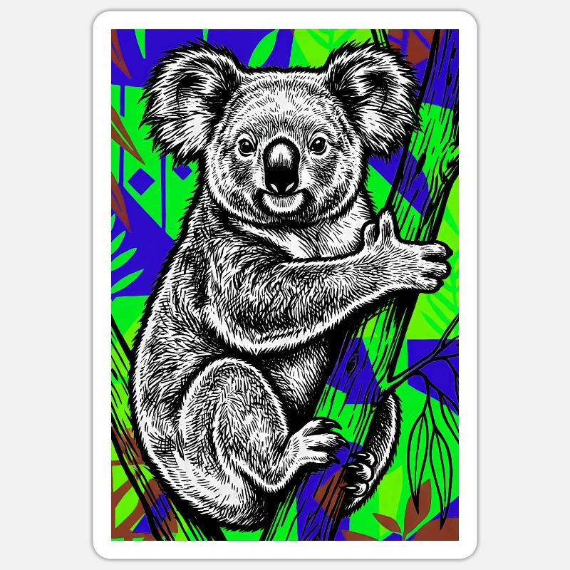 Koala - Sticker taille S (10 x 10 cm) - blanc mat