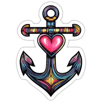 Anker Symbol Herz - Sticker Größe S (10 x 10 cm) - Mattweiß - Vorne
