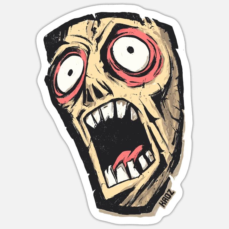 Crâne Hurlant Psychédélique - Sticker taille S (10 x 10 cm) - blanc mat