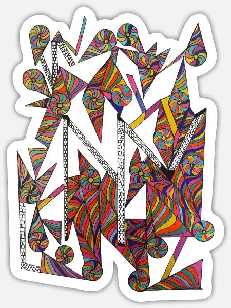 Kaleidoskopische Farbspiralen- Martina Eßer - Sticker Größe S (10 x 10 cm) - Mattweiß