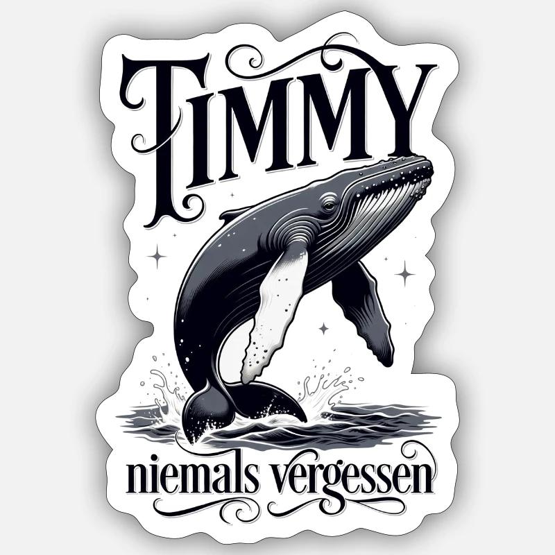 Timmy, der Wal - Sticker Größe S (10 x 10 cm) - Mattweiß