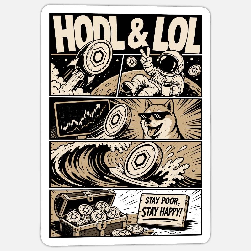 HODL LOL Crypto Meme Comic - Sticker size S (10 x 10 cm) - white matte