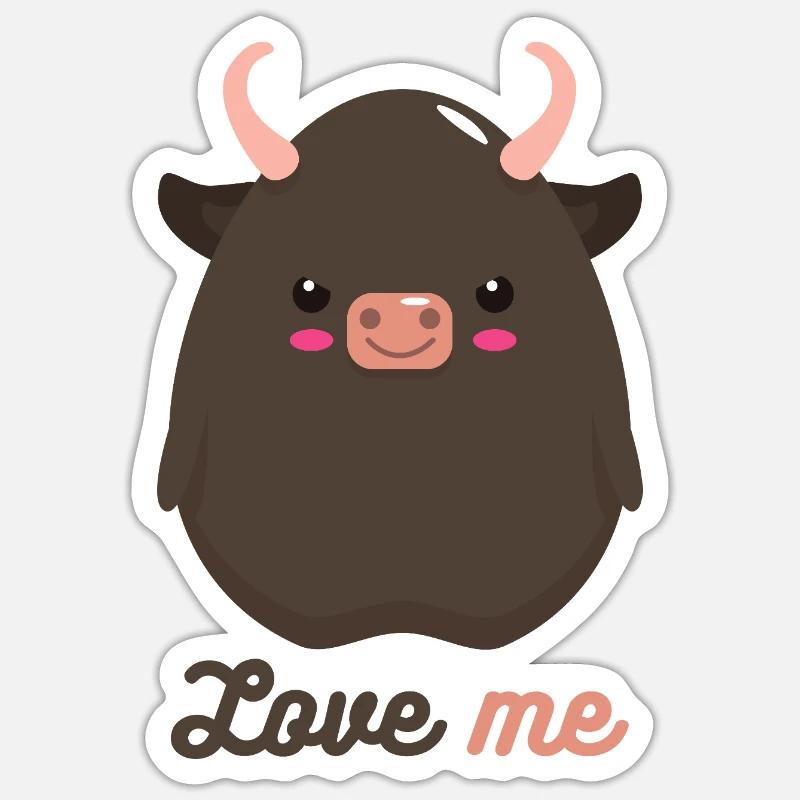 Stier - Sticker Größe S (10 x 10 cm) - Mattweiß