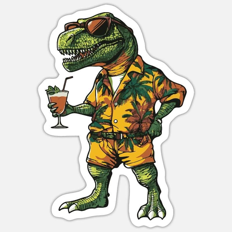 Dinosaur T-Rex Comic Summer - Sticker size S (10 x 10 cm) - white matte