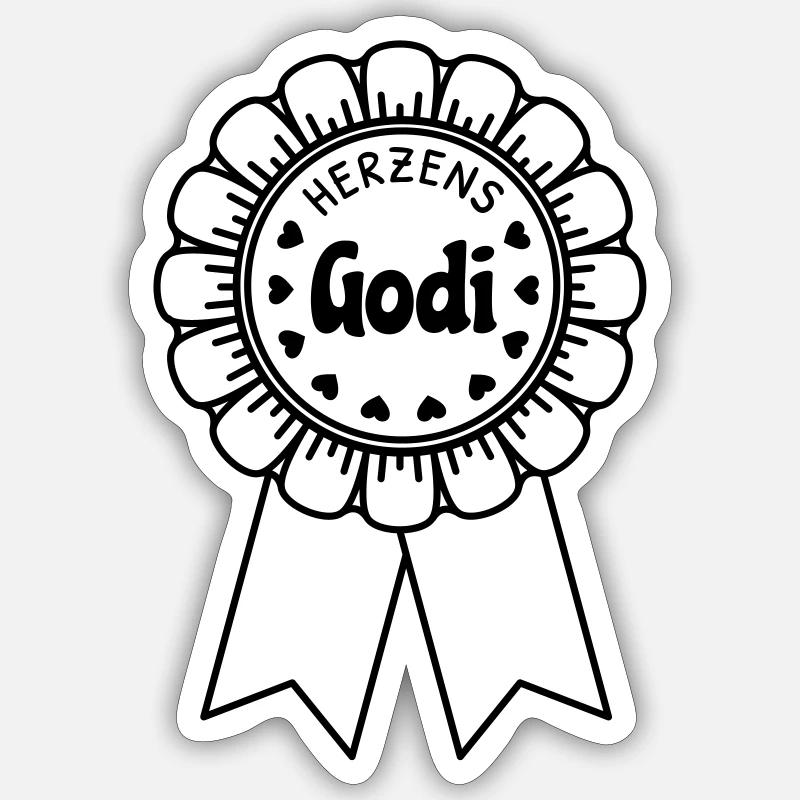 Herzens Godi - Sticker Größe S (10 x 10 cm) - Mattweiß