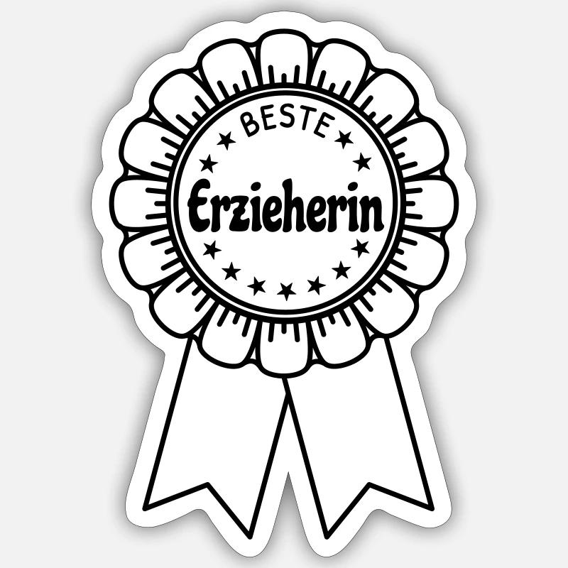 Beste Erzieherin - Sticker Größe S (10 x 10 cm) - Mattweiß