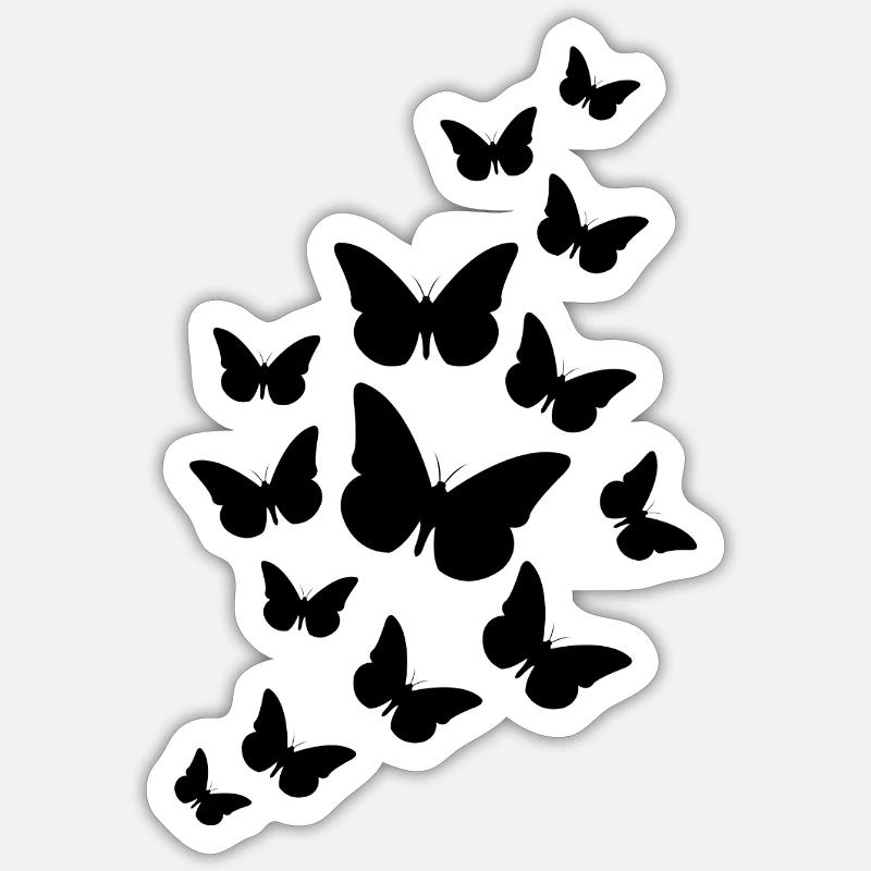 Flatternde Schmetterlinge - Sticker Größe S (10 x 10 cm) - Mattweiß