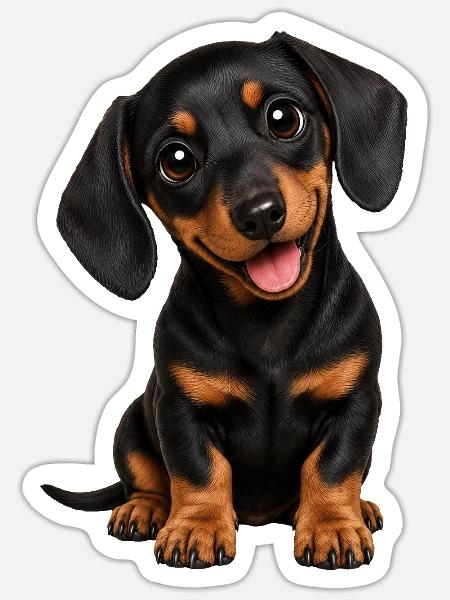Süßer Dackel Hund Treuer Begleiter - Sticker Größe S (10 x 10 cm) - Mattweiß