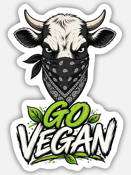 Go Vegan - Sticker Größe S (10 x 10 cm) - Mattweiß