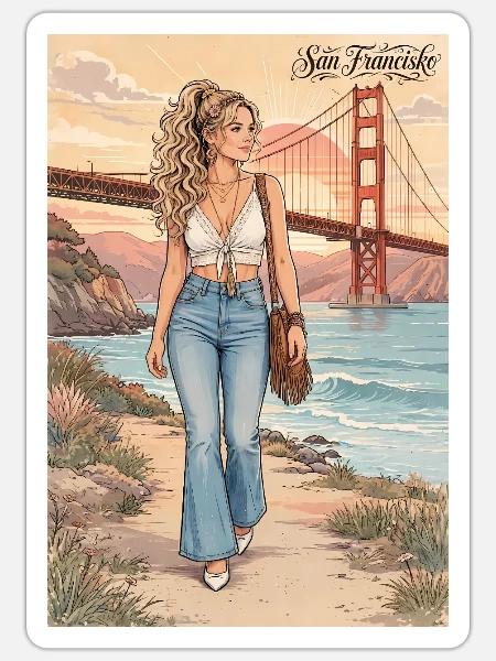 Golden Gate Street Style SF - Sticker Größe S (10 x 10 cm) - Mattweiß