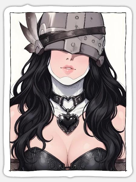Ritterin im Schattenherz - Sticker Größe S (10 x 10 cm) - Mattweiß