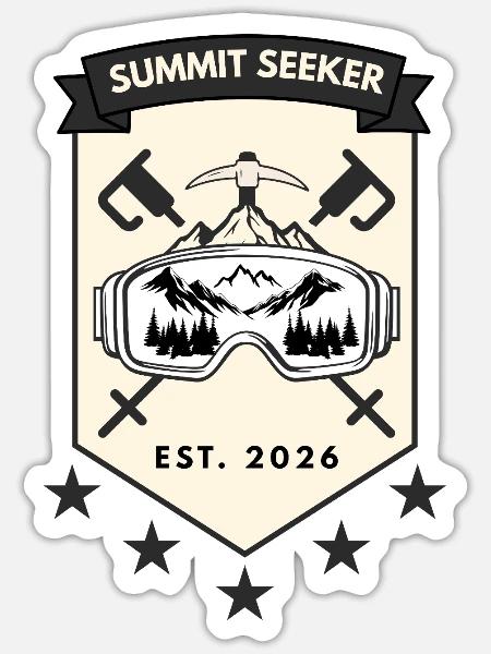 Summit Seeker Skiabzeichen - Sticker Größe S (10 x 10 cm) - Mattweiß