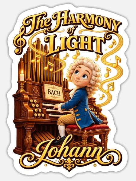 Bach – Die Harmonie des Lichts - Sticker Größe S (10 x 10 cm) - Mattweiß