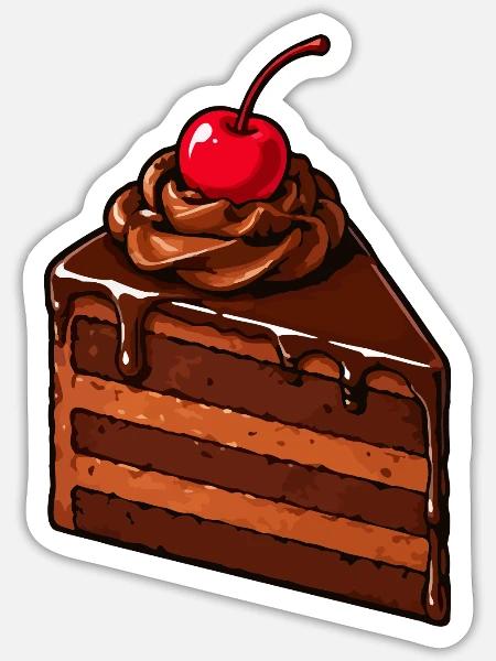 Schokoladenkuchen mit Kirsche - Sticker Größe S (10 x 10 cm) - Mattweiß