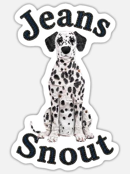 Dalmatiner im Jeansflicken-Stil - Sticker Größe S (10 x 10 cm) - Mattweiß