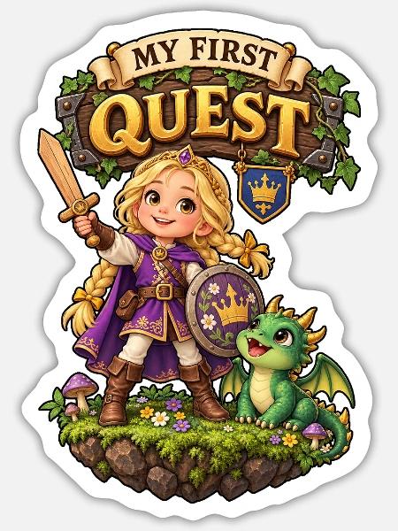 My First Quest - Kleine Prinzessin - Sticker Größe S (10 x 10 cm) - Mattweiß