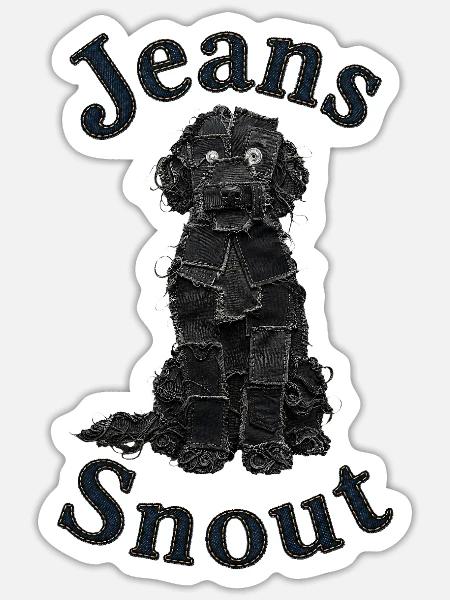 Schwarzer Doodle im Jeansflicken-Stil - Sticker Größe S (10 x 10 cm) - Mattweiß