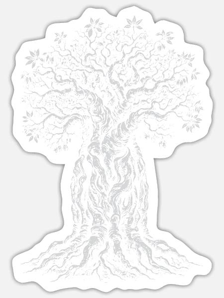 Baobab-Baum des Lebens - Sticker Größe S (10 x 10 cm) - Mattweiß