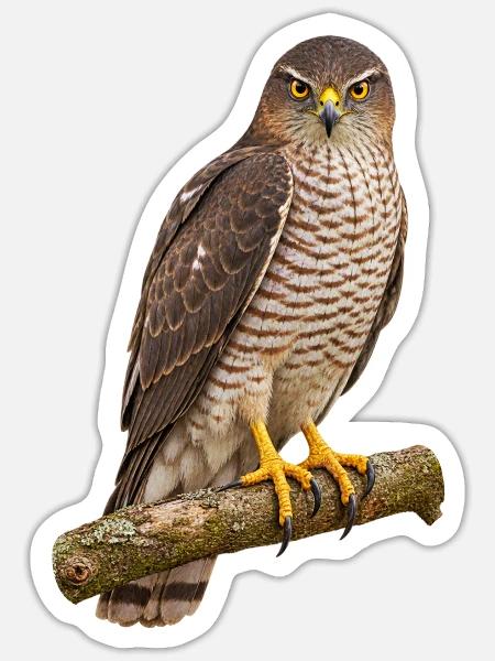 Habicht auf dem Ast - Sticker Größe S (10 x 10 cm) - Mattweiß