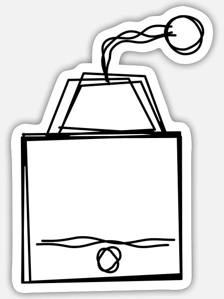 Kaffeemühle handgezeichnet - Sticker Größe S (10 x 10 cm) - Mattweiß
