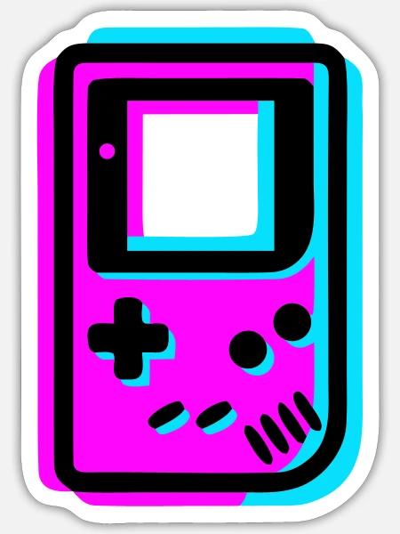Retro Handheld Konsole Glitch - Sticker Größe S (10 x 10 cm) - Mattweiß