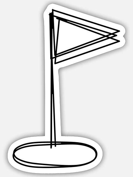 Golffahne handgezeichnet - Sticker Größe S (10 x 10 cm) - Mattweiß