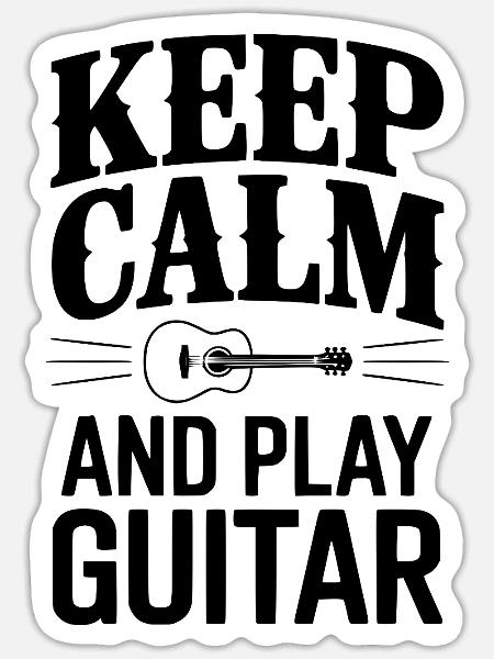 Bleib ruhig und spiel Gitarre - Sticker Größe S (10 x 10 cm) - Mattweiß