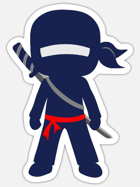 Ninja mit Schwert und Bandana - Sticker Größe S (10 x 10 cm) - Mattweiß