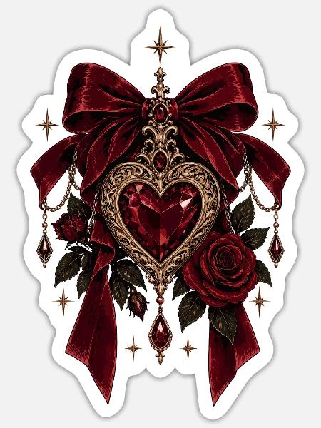 Gothic Heart Dark Romance - Sticker Größe S (10 x 10 cm) - Mattweiß