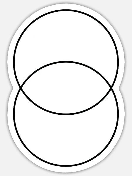 Überlappende Kreise: Minimale geometrische Kunst - Sticker Größe S (10 x 10 cm) - Mattweiß