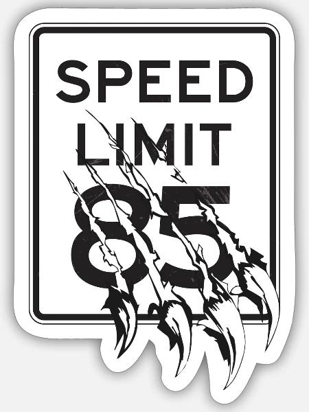 Geschwindigkeitsbegrenzung 85 Klauen - Sticker Größe S (10 x 10 cm) - Mattweiß