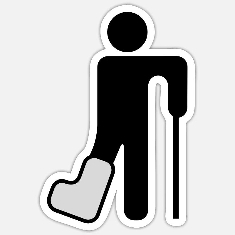 broken_leg - Sticker taille S (10 x 10 cm) - blanc mat