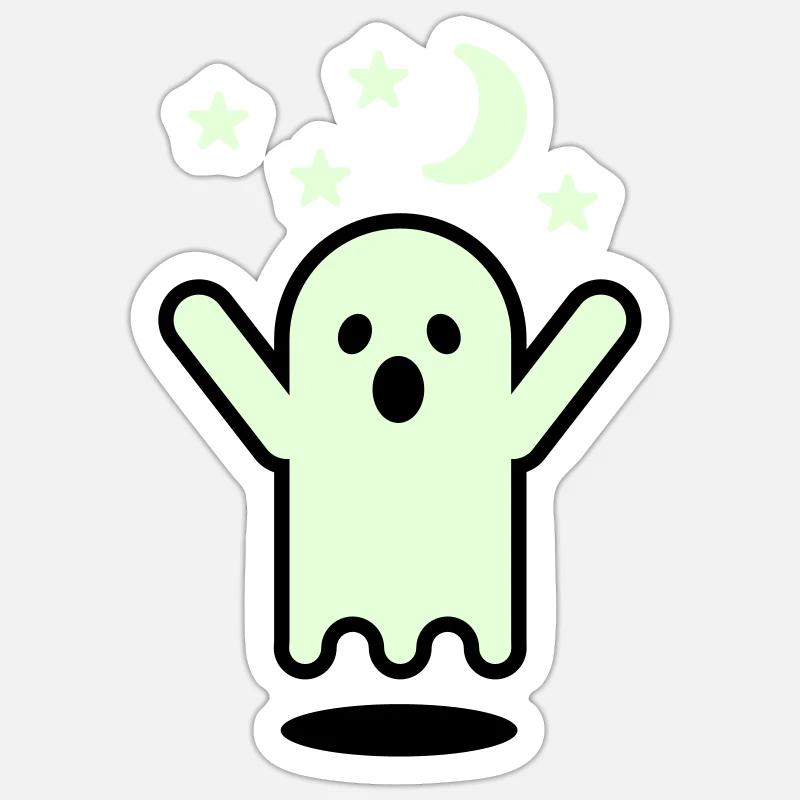 Glow in the dark ghost - Sticker size S (10 x 10 cm) - white matte